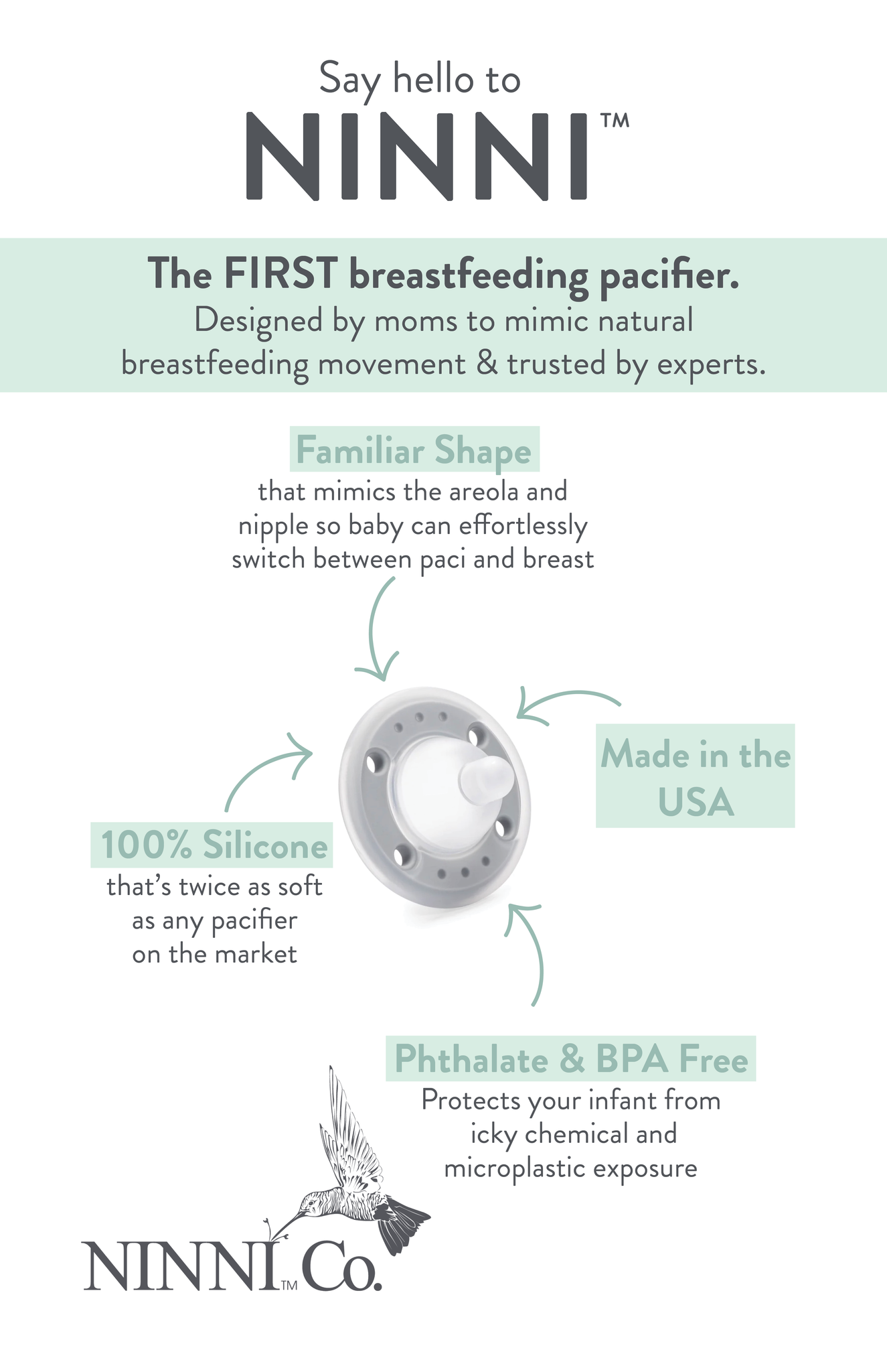 Nini breastfeeding pacifier features